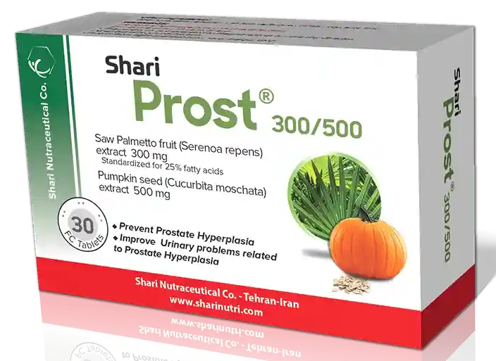 تصویر SHARI Prost 500-300 MG Tablet (Saw palmetto+Pumpkin Seed)