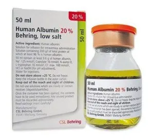 تصویر HUMAN ALBUMIN BEHRING LOW SALT 20% 50 ml Vial